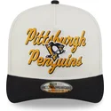 casquette-courbee-beige-et-noire-snapback-9fifty-a-frame-chainstitch-pittsburgh-penguins-nhl-new-era