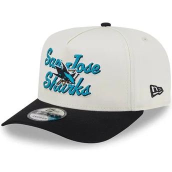 Casquette courbée beige et noire snapback 9FIFTY A Frame Chainstitch San Jose Sharks NHL New Era
