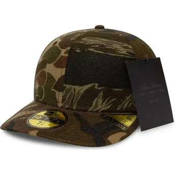 Casquette courbée camouflage ajustée 59FIFTY Pre-Curved Brushed Cotton Three Looms Woodland New Era