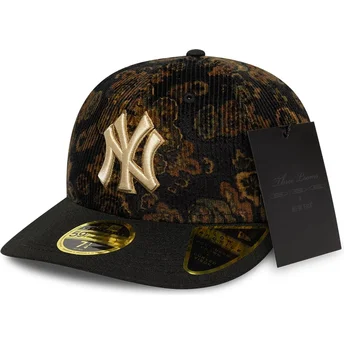 Casquette courbée noire ajustée 59FIFTY Low Profile Floral Cord Three Looms Printed Corduroy New York Yankees MLB New Era