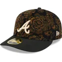 casquette-courbee-noire-ajustee-59fifty-low-profile-floral-cord-three-looms-printed-corduroy-atlanta-braves-mlb-new-era