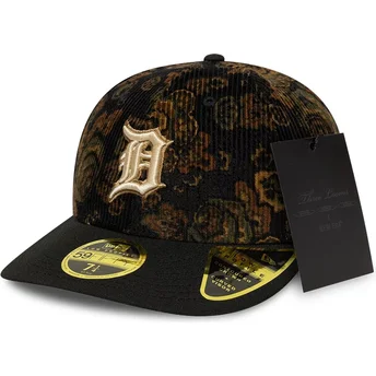 Casquette courbée noire ajustée 59FIFTY Low Profile Floral Cord Three Looms Printed Corduroy Detroit Tigers MLB New Era