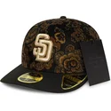 casquette-courbee-noire-ajustee-59fifty-low-profile-floral-cord-three-looms-printed-corduroy-san-diego-padres-mlb-new-era