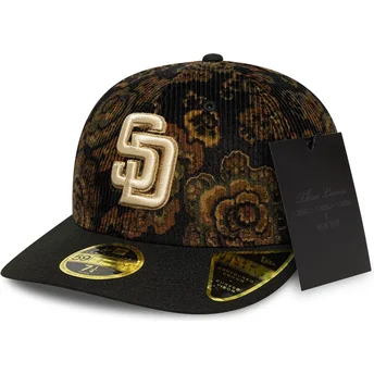 Casquette courbée noire ajustée 59FIFTY Low Profile Floral Cord Three Looms Printed Corduroy San Diego Padres MLB New Era