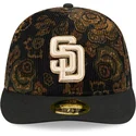 casquette-courbee-noire-ajustee-59fifty-low-profile-floral-cord-three-looms-printed-corduroy-san-diego-padres-mlb-new-era