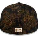casquette-courbee-noire-ajustee-59fifty-low-profile-floral-cord-three-looms-printed-corduroy-san-diego-padres-mlb-new-era