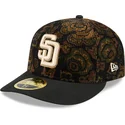 casquette-courbee-noire-ajustee-59fifty-low-profile-floral-cord-three-looms-printed-corduroy-san-diego-padres-mlb-new-era