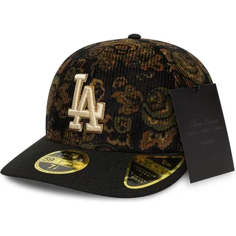 Casquette courbée noire ajustée 59FIFTY Low Profile Floral Cord Three Looms Printed Corduroy Los Angeles Dodgers MLB New Era