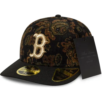 Casquette courbée noire ajustée 59FIFTY Low Profile Floral Cord Three Looms Printed Corduroy Boston Red Sox MLB New Era