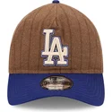 casquette-courbee-marron-et-bleue-ajustable-9twenty-a-frame-wool-pinstripe-los-angeles-dodgers-mlb-new-era