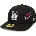 casquette-courbee-noire-ajustee-59fifty-planet-icon-los-angeles-dodgers-mlb-new-era