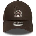 casquette-courbee-marron-ajustable-9forty-outline-los-angeles-dodgers-mlb-new-era