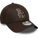 casquette-courbee-marron-ajustable-9forty-outline-los-angeles-dodgers-mlb-new-era
