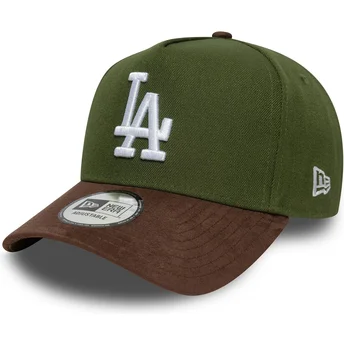 Casquette courbée verte et marron snapback 9FORTY E Frame Suede Visor Los Angeles Dodgers MLB New Era