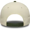 casquette-courbee-beige-et-verte-snapback-9forty-e-frame-world-series-patch-los-angeles-dodgers-mlb-new-era