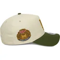 casquette-courbee-beige-et-verte-snapback-9forty-e-frame-world-series-patch-los-angeles-dodgers-mlb-new-era
