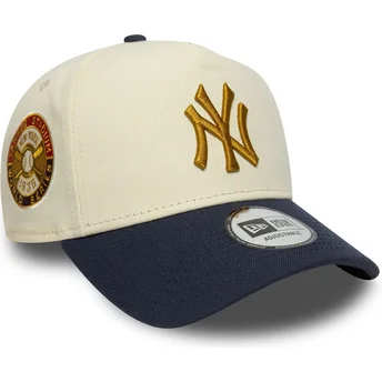 Casquette courbée beige et bleue marine snapback 9FORTY E Frame World Series Patch New York Yankees MLB New Era