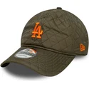 casquette-courbee-verte-ajustable-avec-logo-orange-9twenty-quilted-los-angeles-dodgers-mlb-new-era