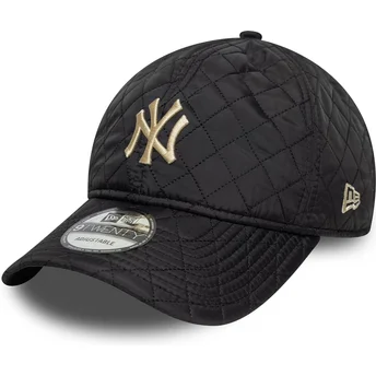 Casquette courbée noire ajustable avec logo beige 9TWENTY Quilted New York Yankees MLB New Era