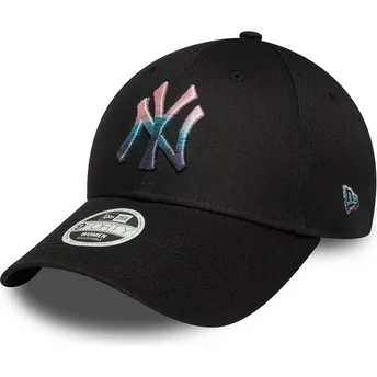 Casquette courbée noire ajustable pour femme 9FORTY Metallic Logo New York Yankees MLB New Era