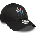 casquette-courbee-noire-ajustable-pour-femme-9forty-metallic-logo-new-york-yankees-mlb-new-era