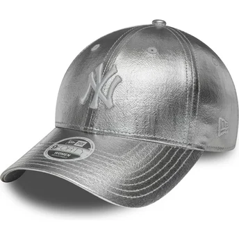 Casquette courbée argent ajustable pour femme 9FORTY Metallic New York Yankees MLB New Era