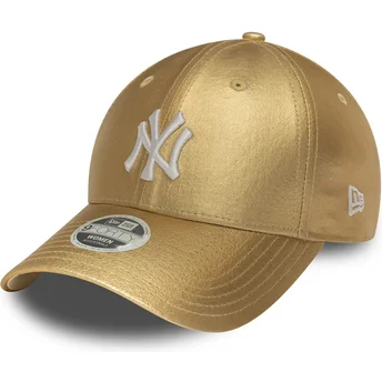 Casquette courbée dorée ajustable pour femme 9FORTY Metallic New York Yankees MLB New Era