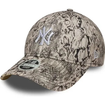 Casquette courbée grise ajustable pour femme 9FORTY Snake New York Yankees MLB New Era