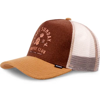 Casquette trucker marron et beige HFT Lazy Barista Djinns