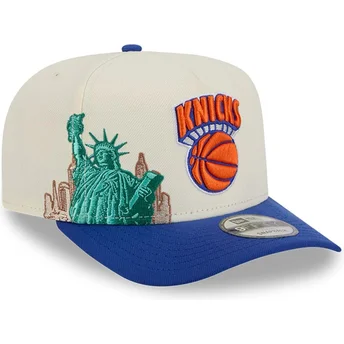 Casquette courbée beige et bleue snapback 9FIFTY A Frame Precurved Hardwood Classics New York Knicks NBA New Era