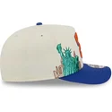 casquette-courbee-beige-et-bleue-snapback-9fifty-a-frame-precurved-hardwood-classics-new-york-knicks-nba-new-era