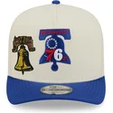 casquette-courbee-beige-et-bleue-snapback-9fifty-a-frame-precurved-hardwood-classics-philadelphia-76ers-nba-new-era