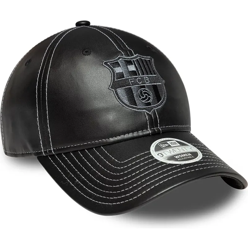 casquette-courbee-noire-ajustable-pour-femme-fc-barcelona-laliga-9twenty-pu-leather-new-era