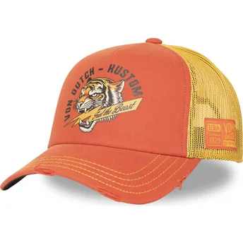 Casquette trucker orange et jaune CREW33 Von Dutch