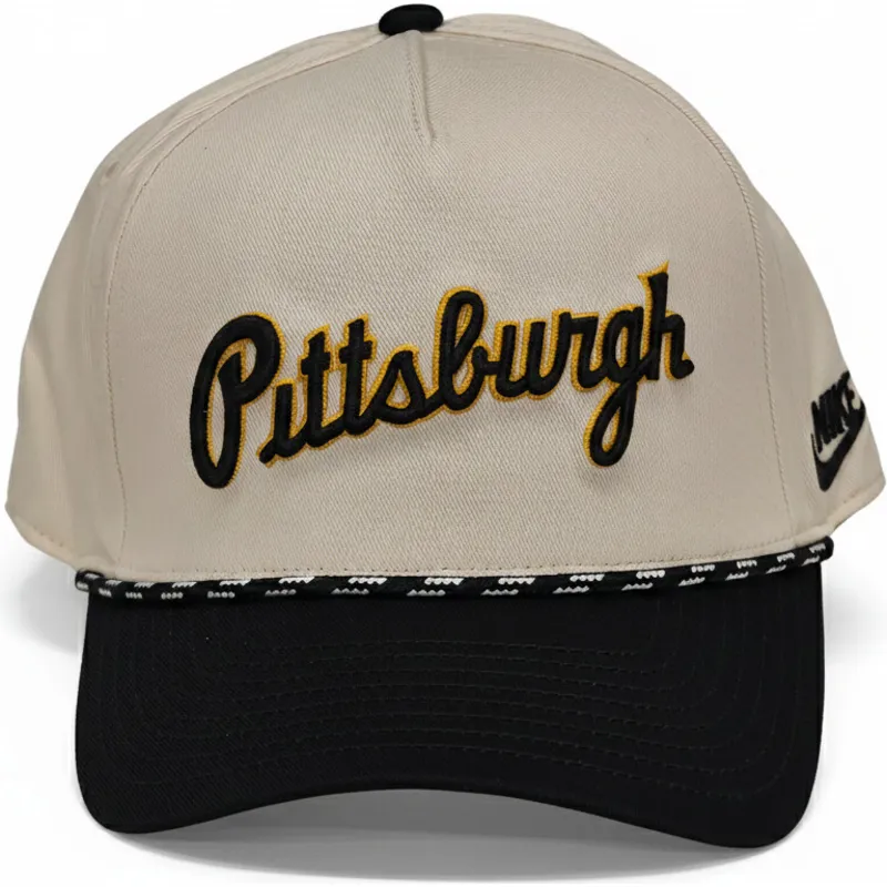 casquette-courbee-beige-et-noire-snapback-rise-structured-pittsburgh-pirates-mlb-nike
