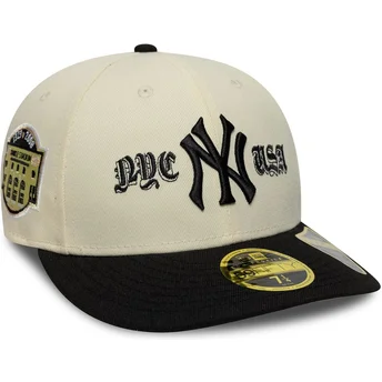 Casquette courbée beige et noire ajustée 59FIFTY Low Profile Precurved Coops New York Yankees MLB New Era