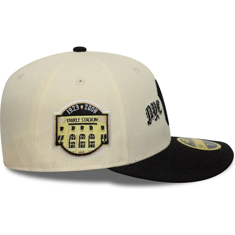 casquette-courbee-beige-et-noire-ajustee-59fifty-low-profile-precurved-coops-new-york-yankees-mlb-new-era
