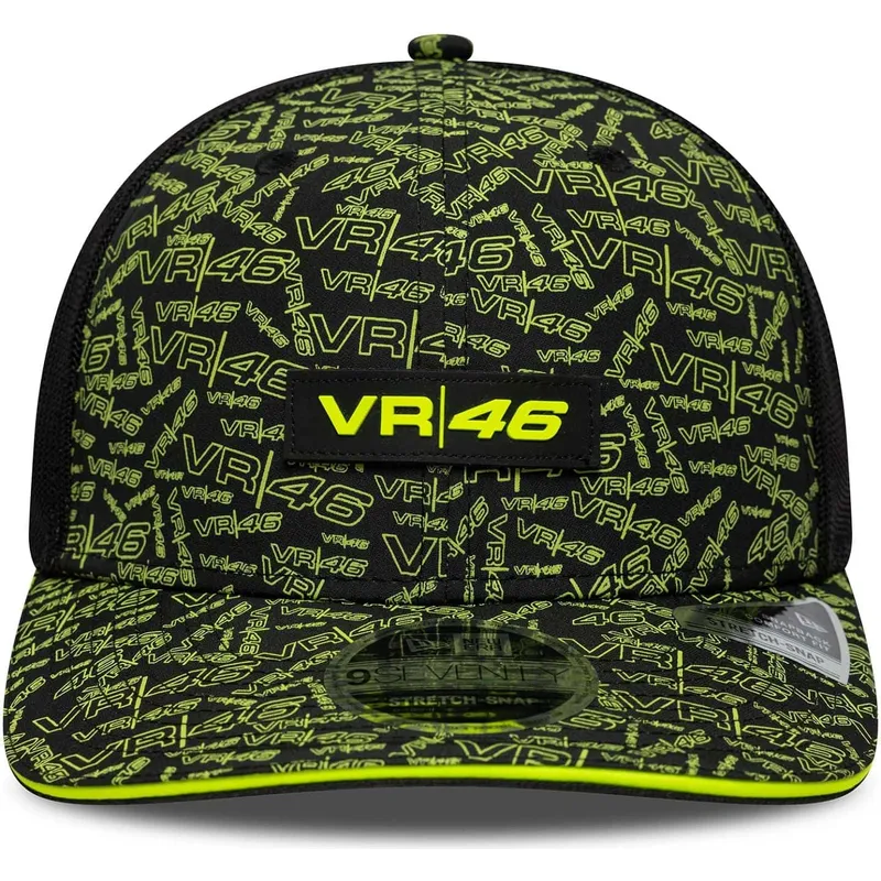 casquette-trucker-noire-et-jaune-9seventy-stretch-snap-all-over-print-valentino-rossi-vr46-motogp-new-era