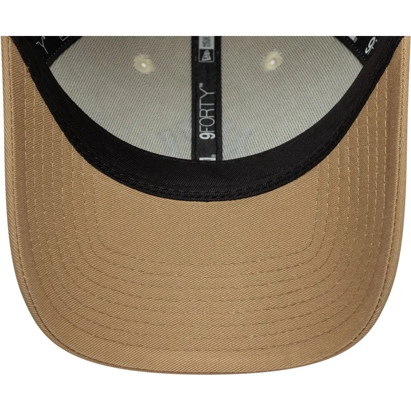 casquette-courbee-beige-et-marron-ajustable-avec-logo-marron-9forty-colour-block-new-york-yankees-mlb-new-era