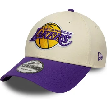 Casquette courbée beige et violette ajustable 9FORTY Colour Block Los Angeles Lakers NBA New Era