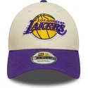 casquette-courbee-beige-et-violette-ajustable-9forty-colour-block-los-angeles-lakers-nba-new-era