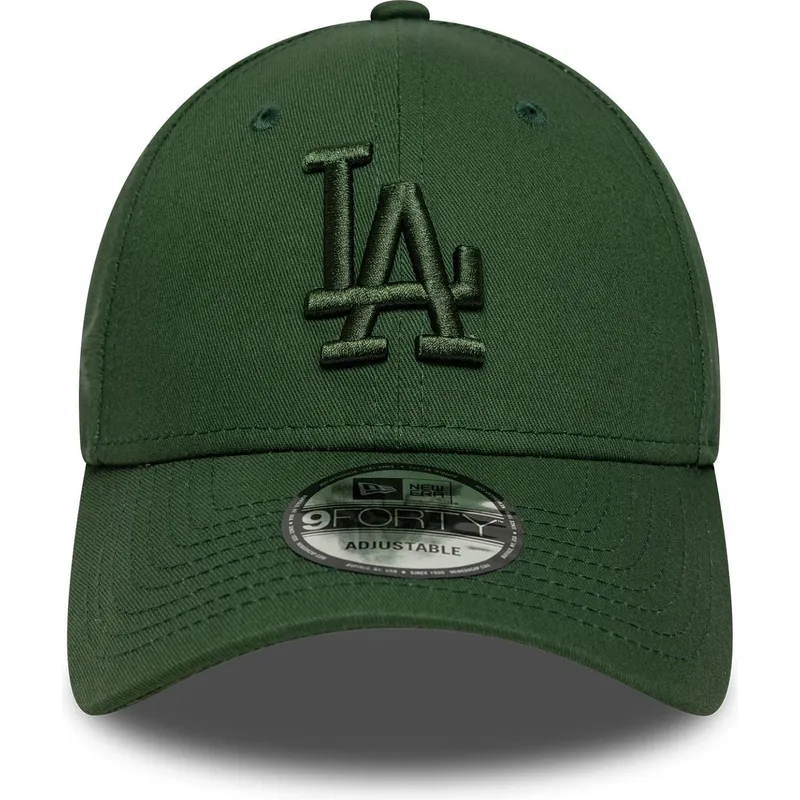 casquette-courbee-verte-ajustable-avec-logo-vert-9forty-league-essential-los-angeles-dodgers-mlb-new-era