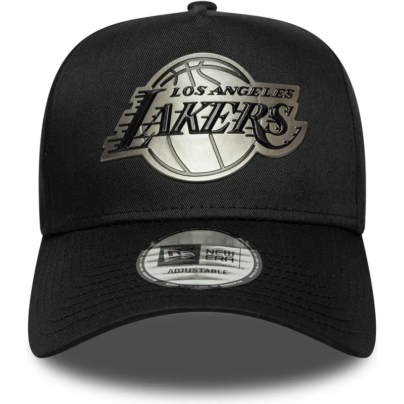 casquette-courbee-noire-snapback-9forty-e-frame-metallic-los-angeles-lakers-nba-new-era