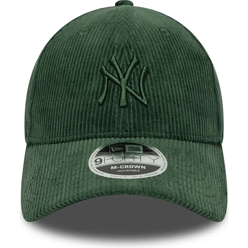 casquette-courbee-verte-ajustable-avec-logo-vert-9forty-m-crown-cord-new-york-yankees-mlb-new-era