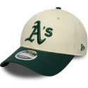 casquette-courbee-beige-et-verte-snapback-9forty-m-crown-oakland-athletics-mlb-new-era