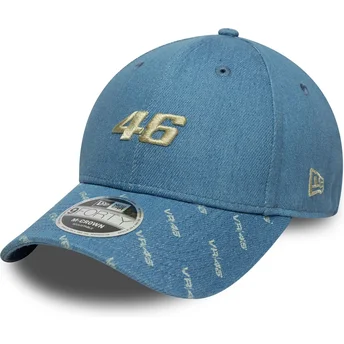 Casquette courbée bleue snapback 9FORTY M-Crown Denim Valentino Rossi VR46 MotoGP New Era