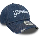casquette-courbee-bleue-ajustable-9twenty-denim-distress-new-york-yankees-mlb-new-era