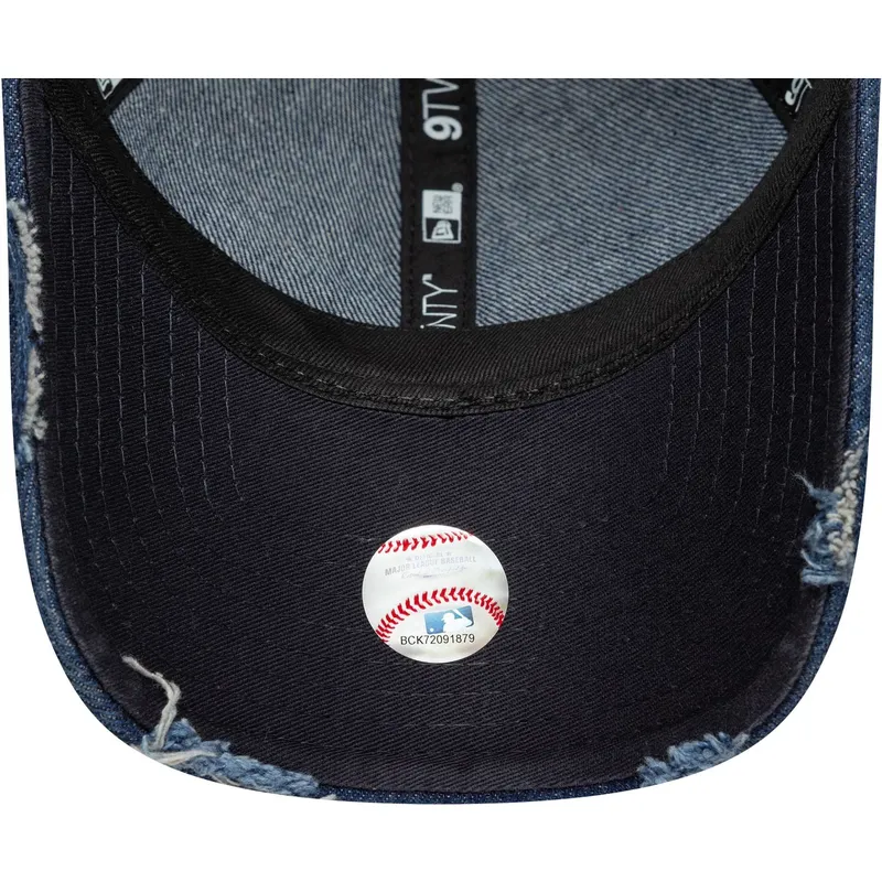 casquette-courbee-bleue-ajustable-9twenty-denim-distress-new-york-yankees-mlb-new-era