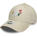casquette-courbee-beige-ajustable-pour-femme-9forty-floral-icon-new-york-yankees-mlb-new-era