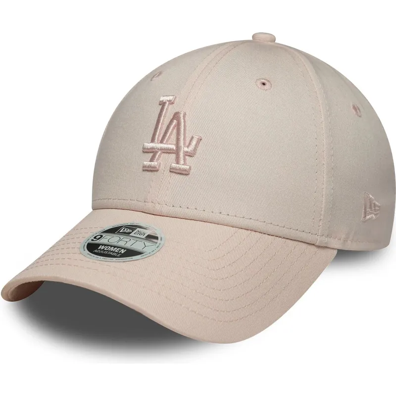 casquette-courbee-rose-ajustable-avec-logo-rose-pour-femme-9forty-league-essential-midi-los-angeles-dodgers-mlb-new-era